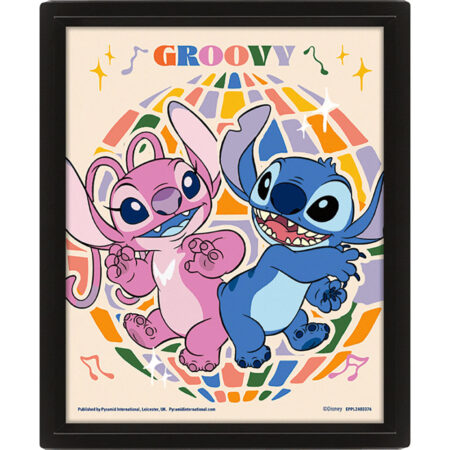 lilo & stitch groovy framed 3d picture