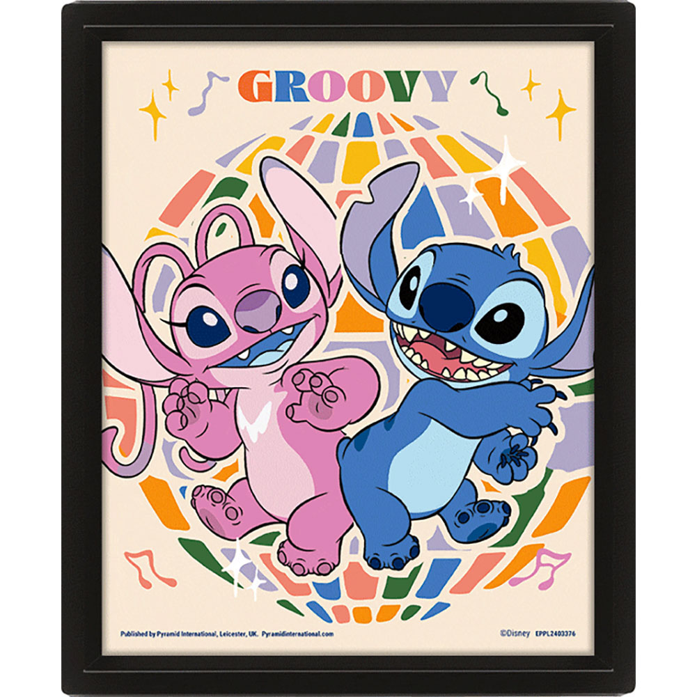 lilo & stitch groovy framed 3d picture