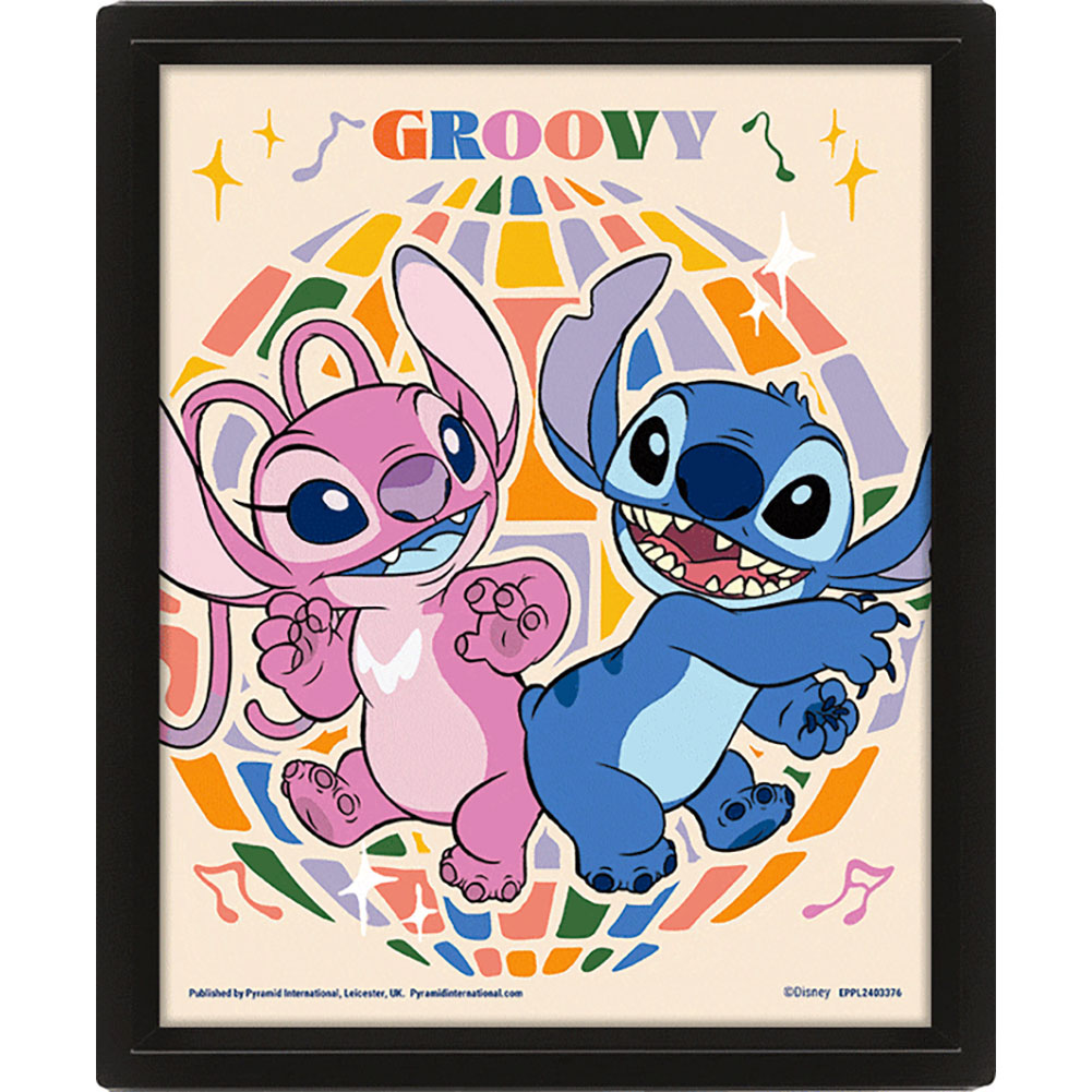 lilo & stitch groovy framed 3d picture