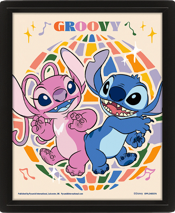 lilo & stitch groovy framed 3d picture
