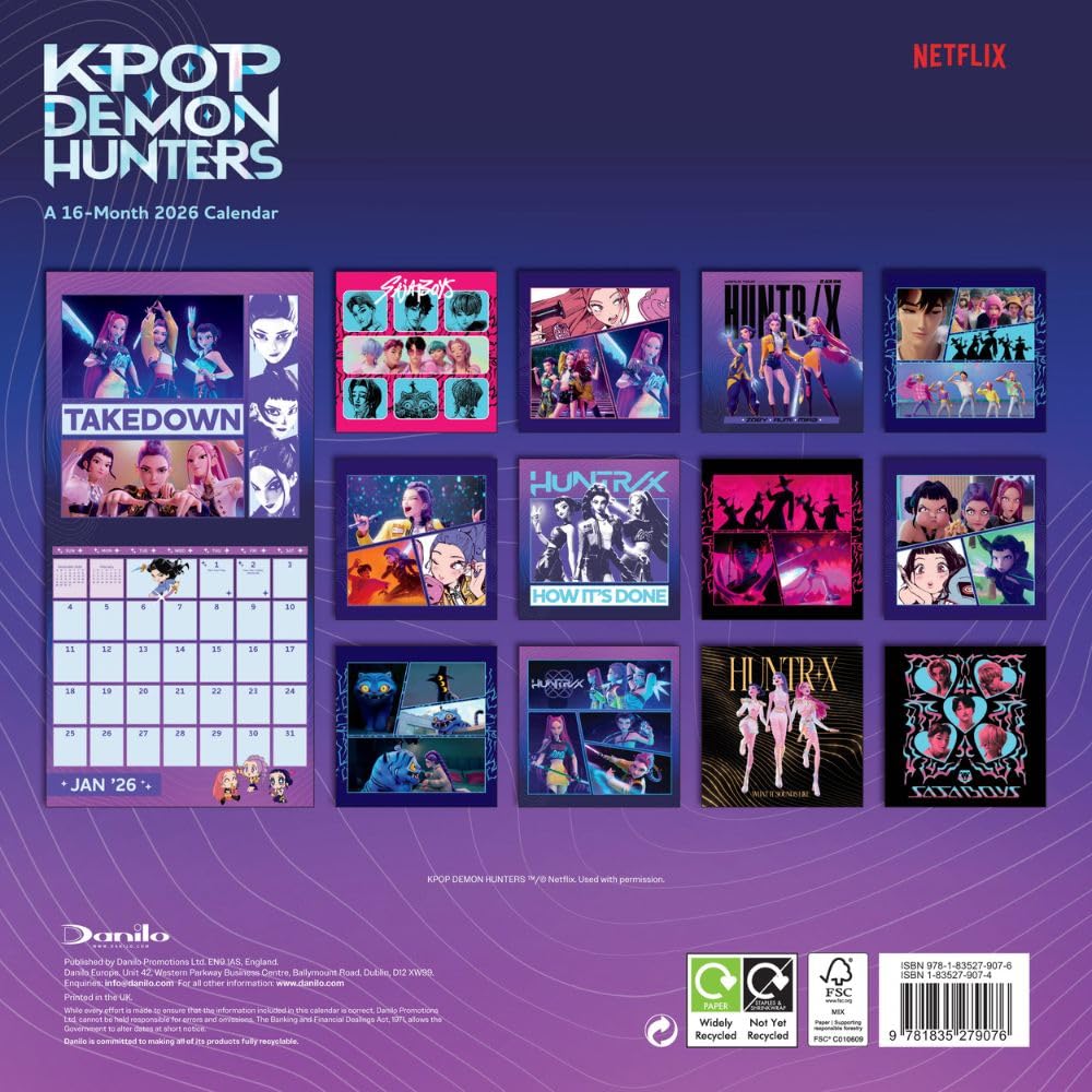 k pop demon hunters square calendar 2026