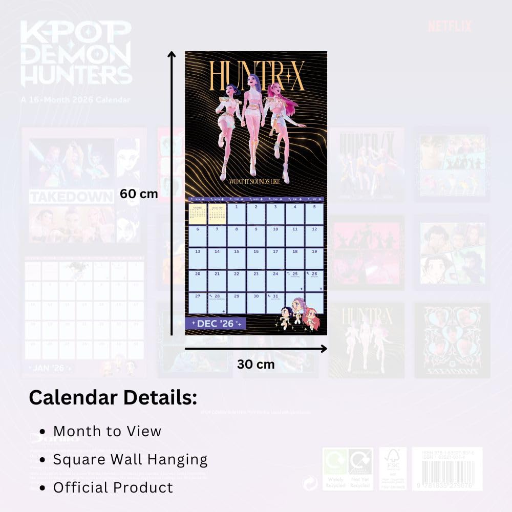 k pop demon hunters square calendar 2026