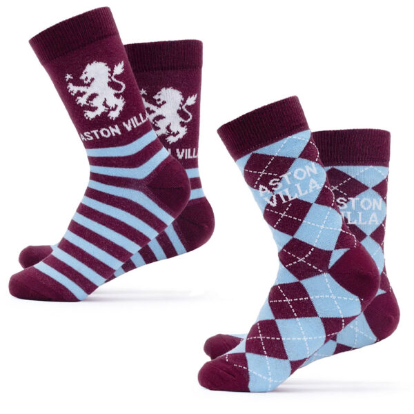 aston villa fc twin pack dress socks 7 11