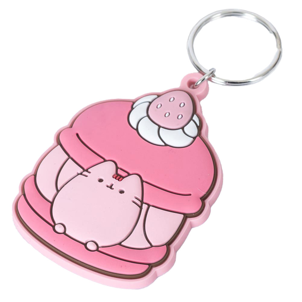 pusheen strawberry pvc keyring