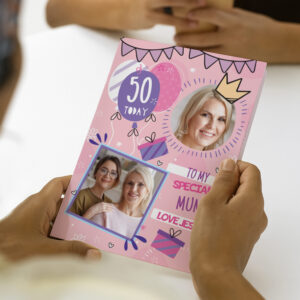 Personalised Photo Upload Pink Birthday Card - Image 3