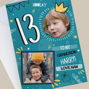 Personalised Photo Upload Blue Birthday Card - Image 5
