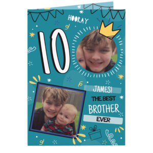 Personalised Photo Upload Blue Birthday Card