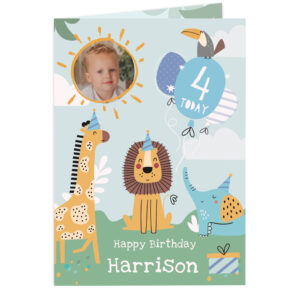 Personalised Photo Upload Animals Birthday Card
