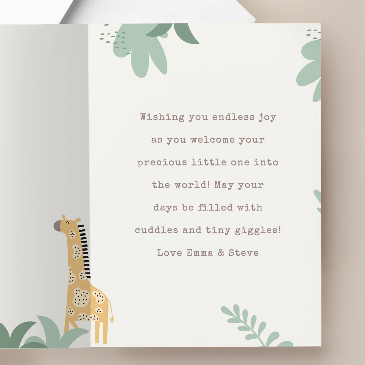 Personalised Photo Upload Safari New Baby Card