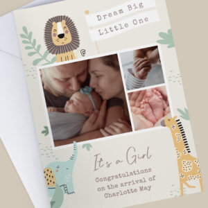 Personalised Photo Upload Safari New Baby Card