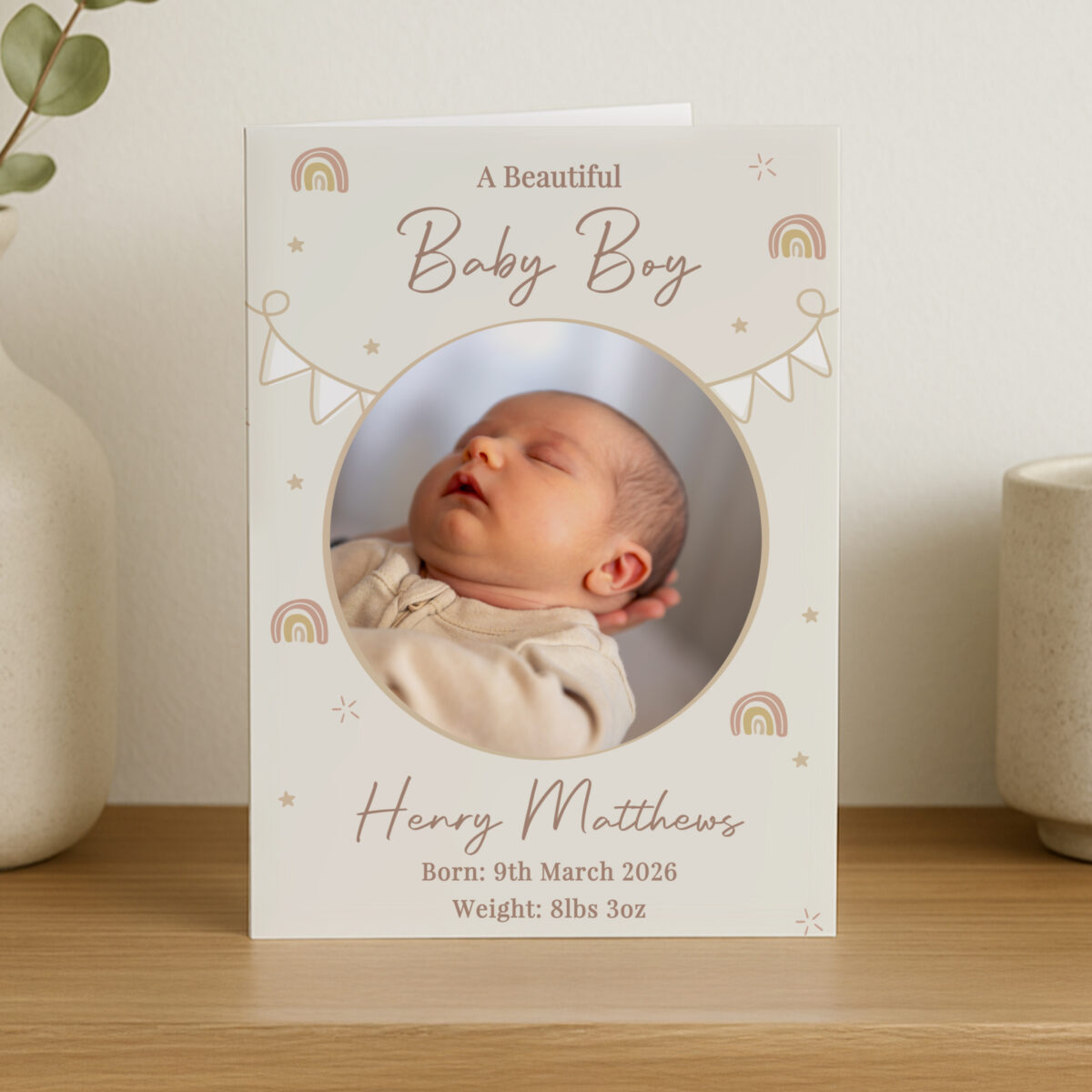 Personalised Photo Upload New Baby Card