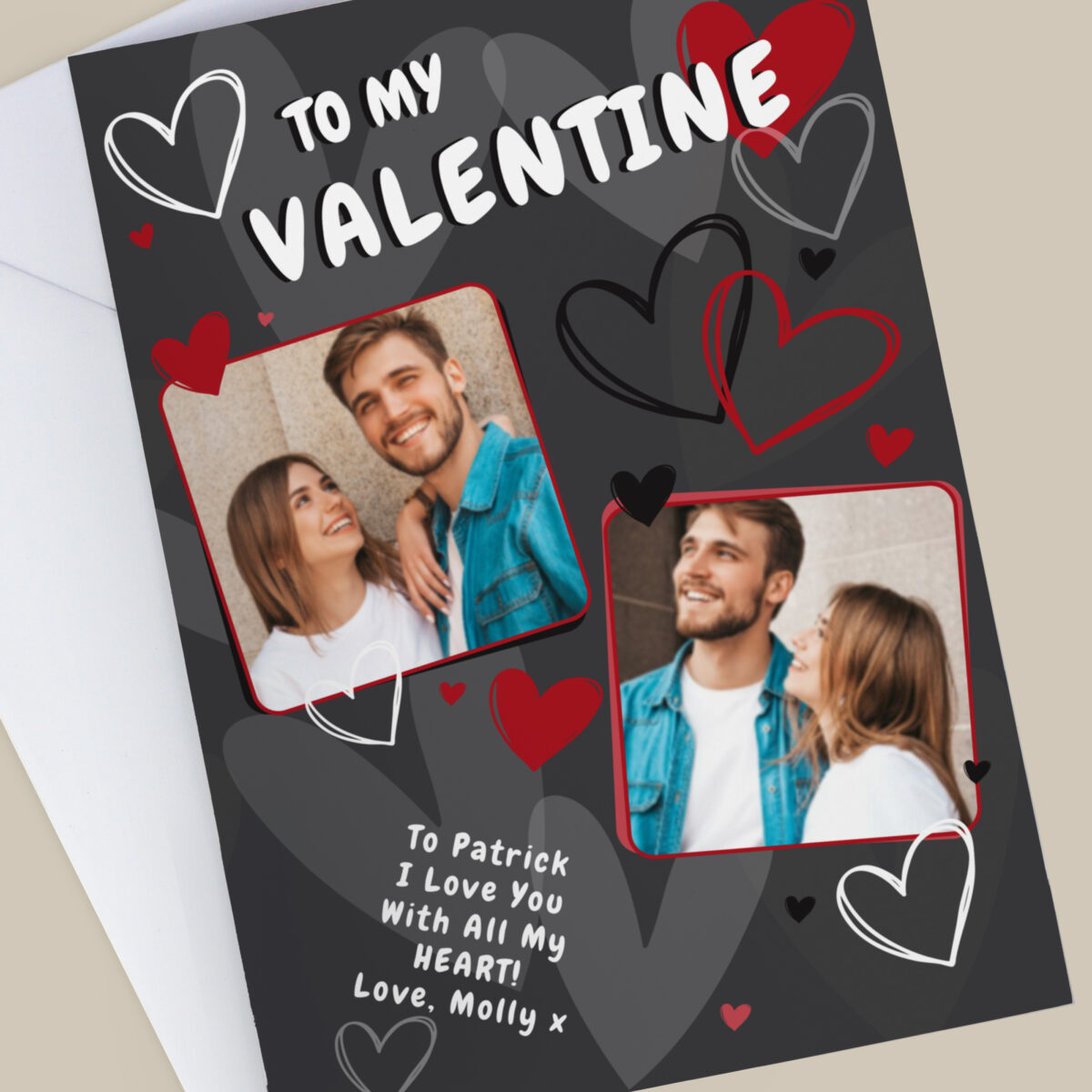 Personalised Photo Upload Hearts Card