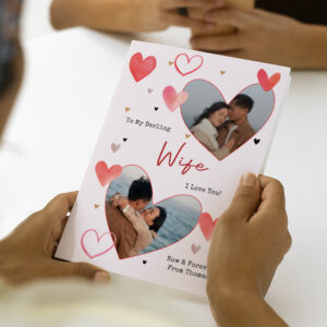 Personalised Photo Upload Red Hearts Card