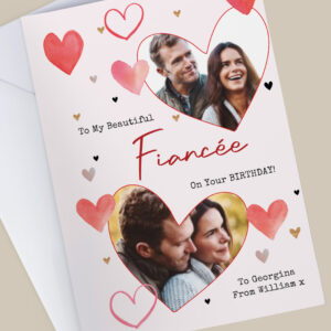 Personalised Photo Upload Red Hearts Card