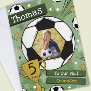 Personalised Photo Upload Football Birthday Card
