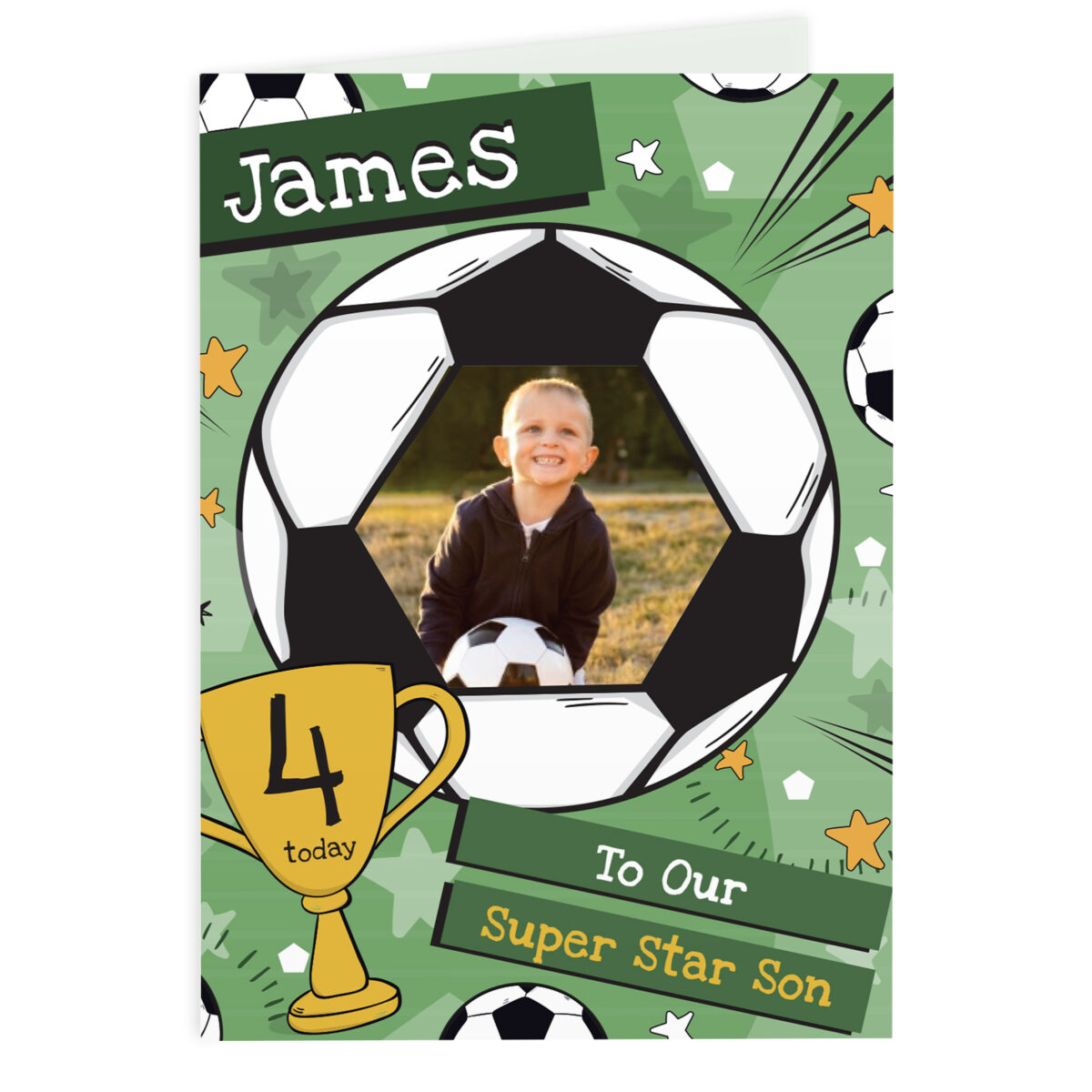 Personalised Photo Upload Football Birthday Card