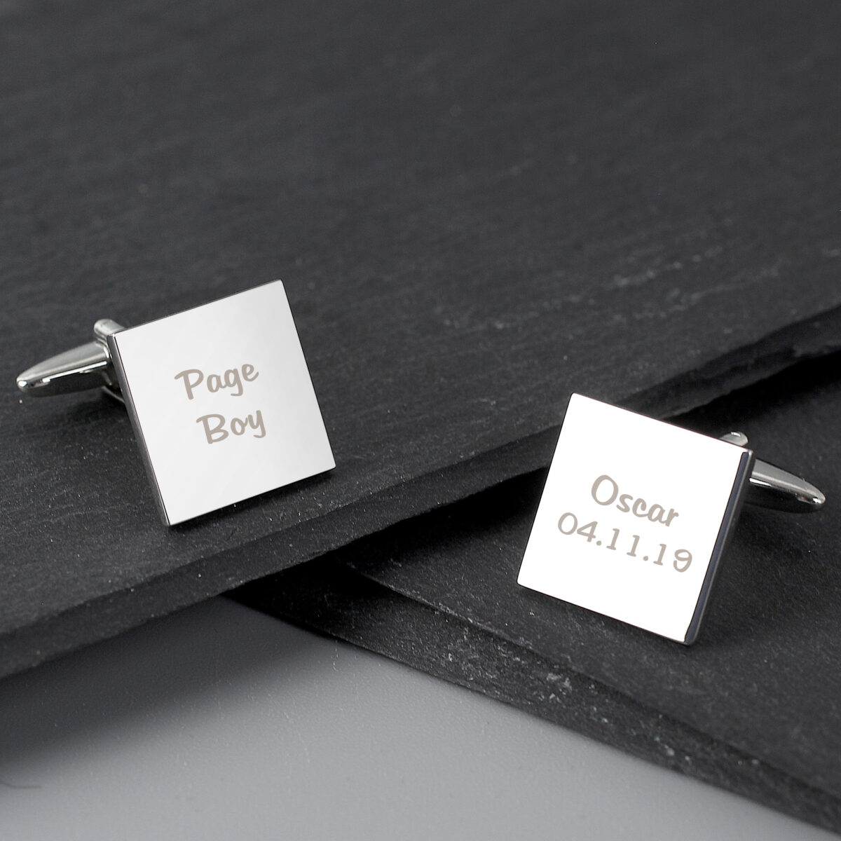 Personalised Wedding Role Square Cufflinks - 2 line
