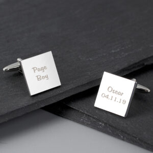 Personalised Wedding Role Square Cufflinks - 2 line