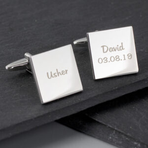 Personalised Wedding Role Square Cufflinks -1 line - Image 4