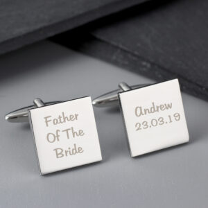 Personalised Wedding Role Square Cufflinks -3 lines - Image 2