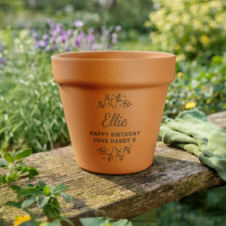 Personalised Floral Terracotta Plant Pot