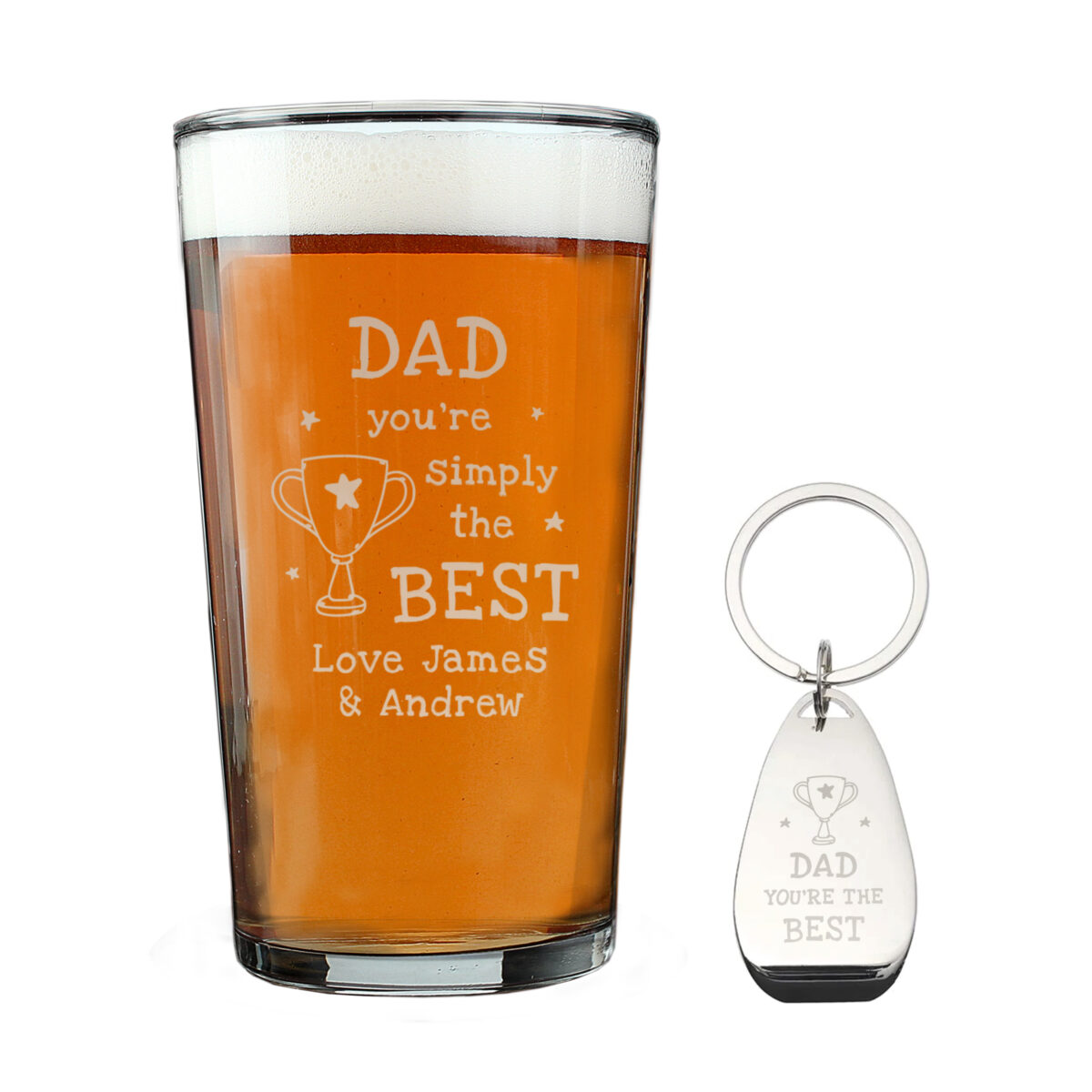 Personalised Simply The Best Pint Glass & Bottle Opener