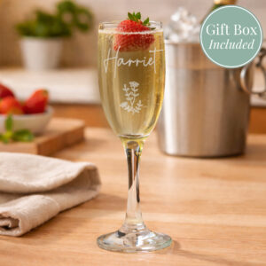 Personalised Flower Motif Flute Glass