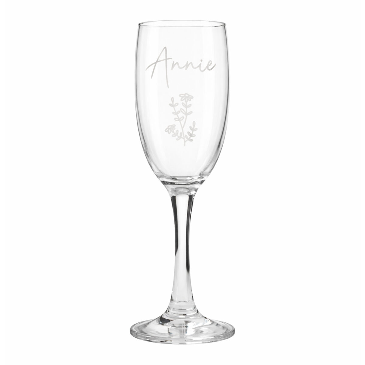Personalised Flower Motif Flute Glass