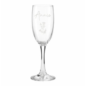 Personalised Flower Motif Flute Glass