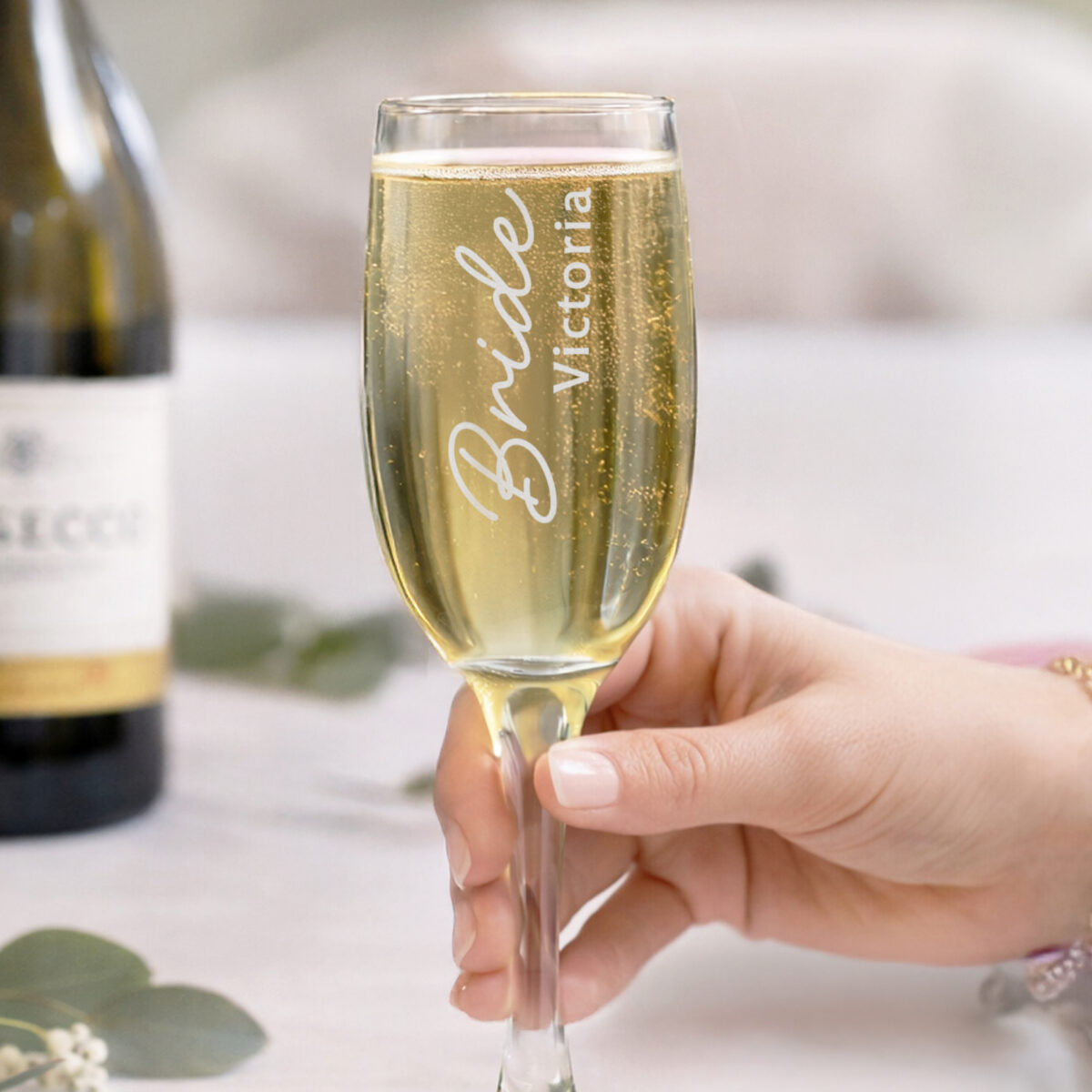 Personalised Bride Elegant Flute Glass