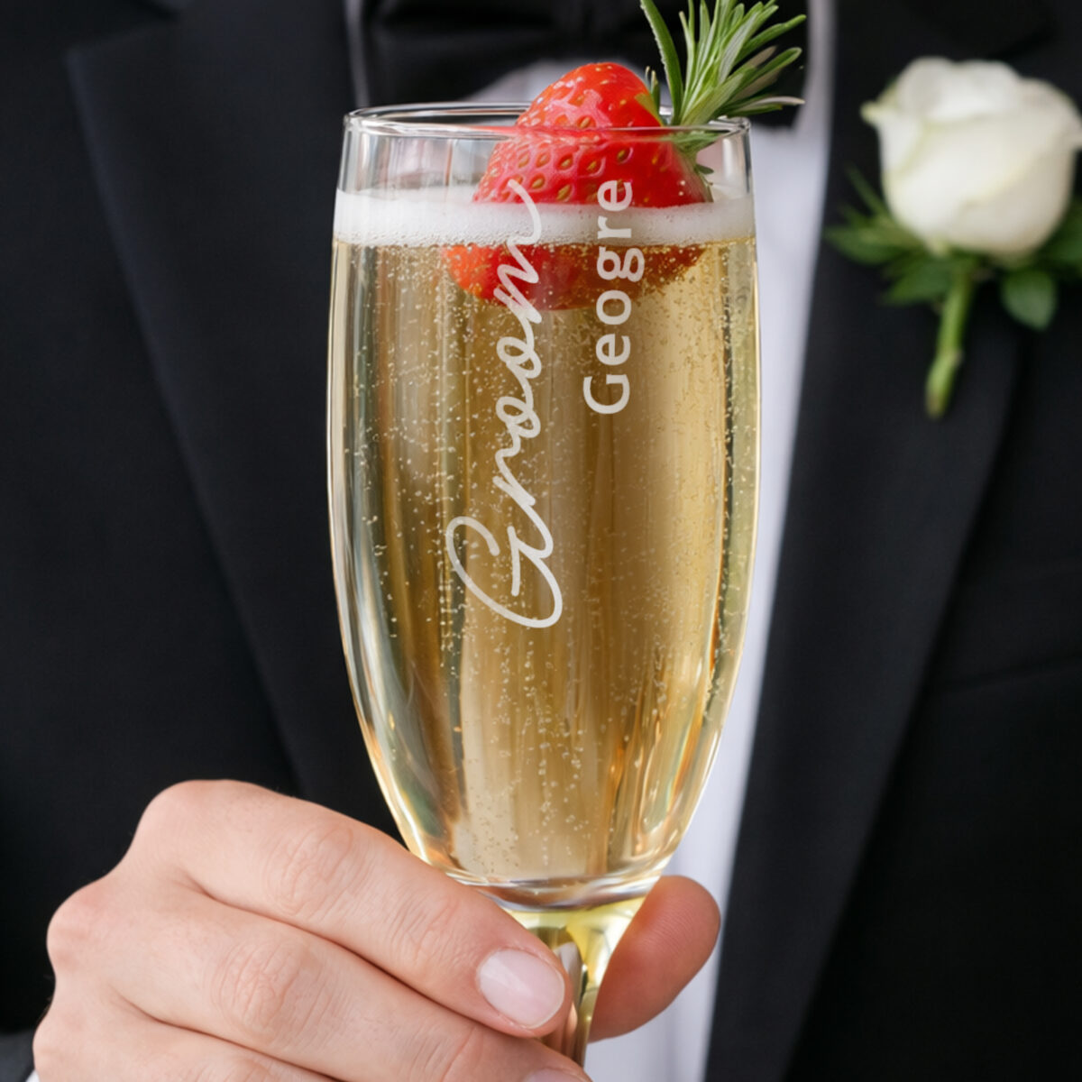 Personalised Groom Elegant Flute Glass