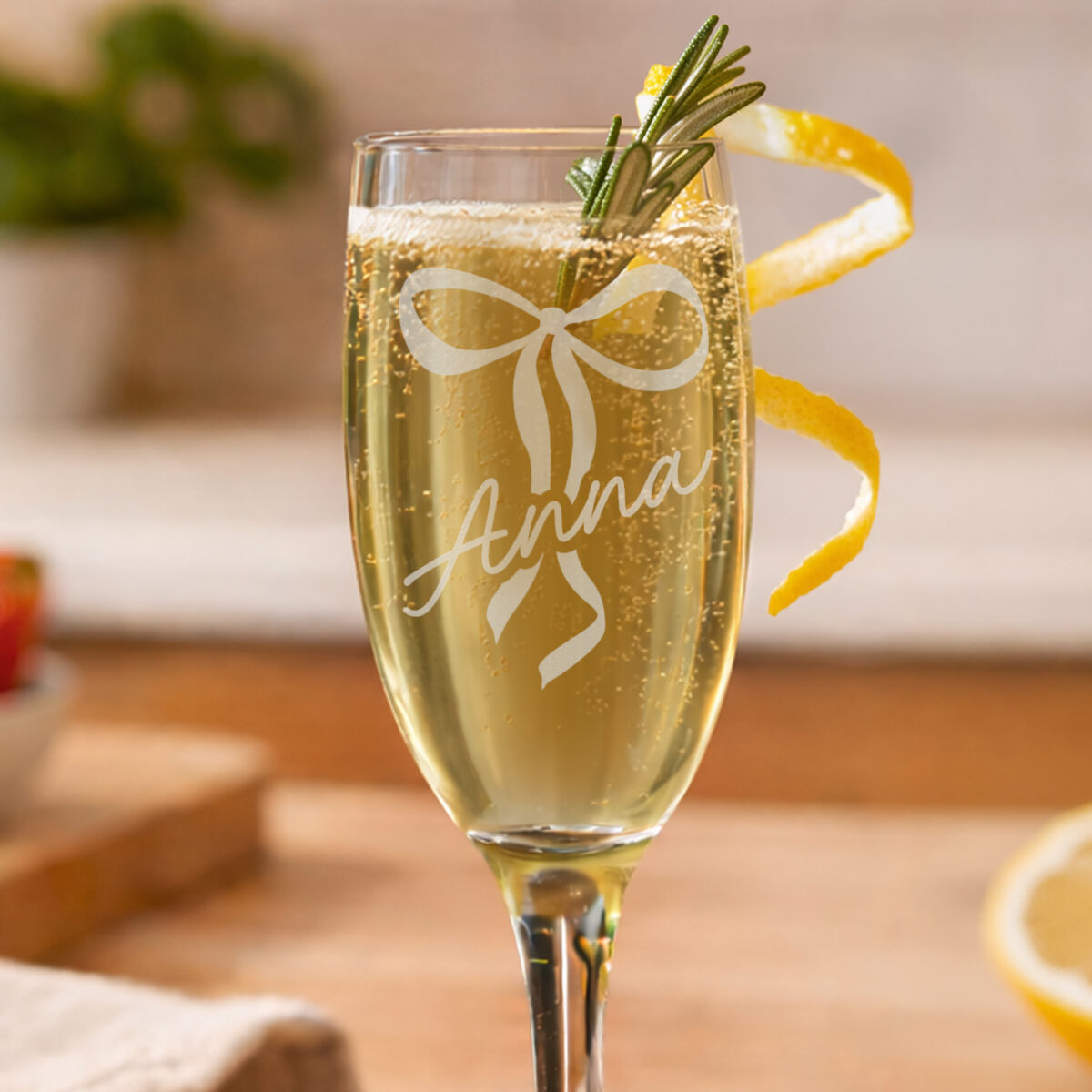 Personalised Bow Flute Glass