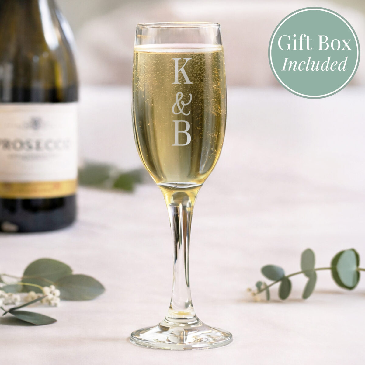 Personalised Couples Initials Flute Glass