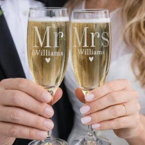 Personalised Mr & Mrs Pair of Flute Glasses
