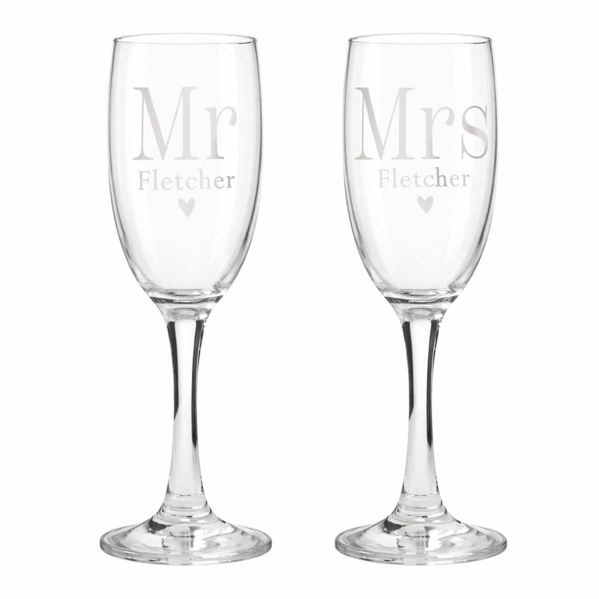 Personalised Mr & Mrs Pair of Flute Glasses