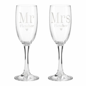 Personalised Mr & Mrs Pair of Flute Glasses