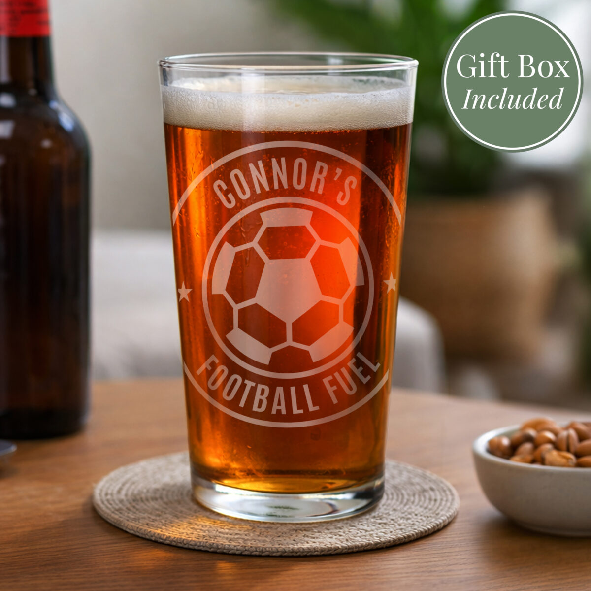 Personalised Football Badge Pint Glass
