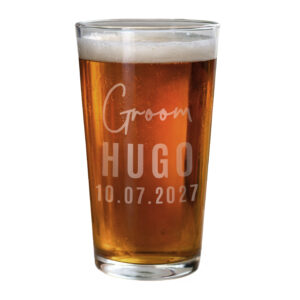 Personalised Groom Elegant Pint Glass