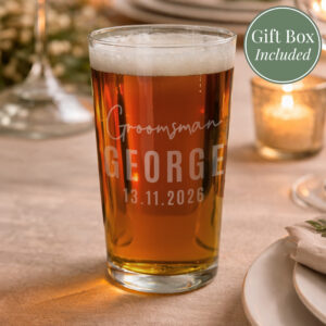 Personalised Groomsman Elegant Pint Glass