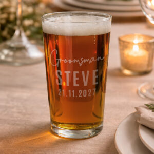 Personalised Groomsman Elegant Pint Glass