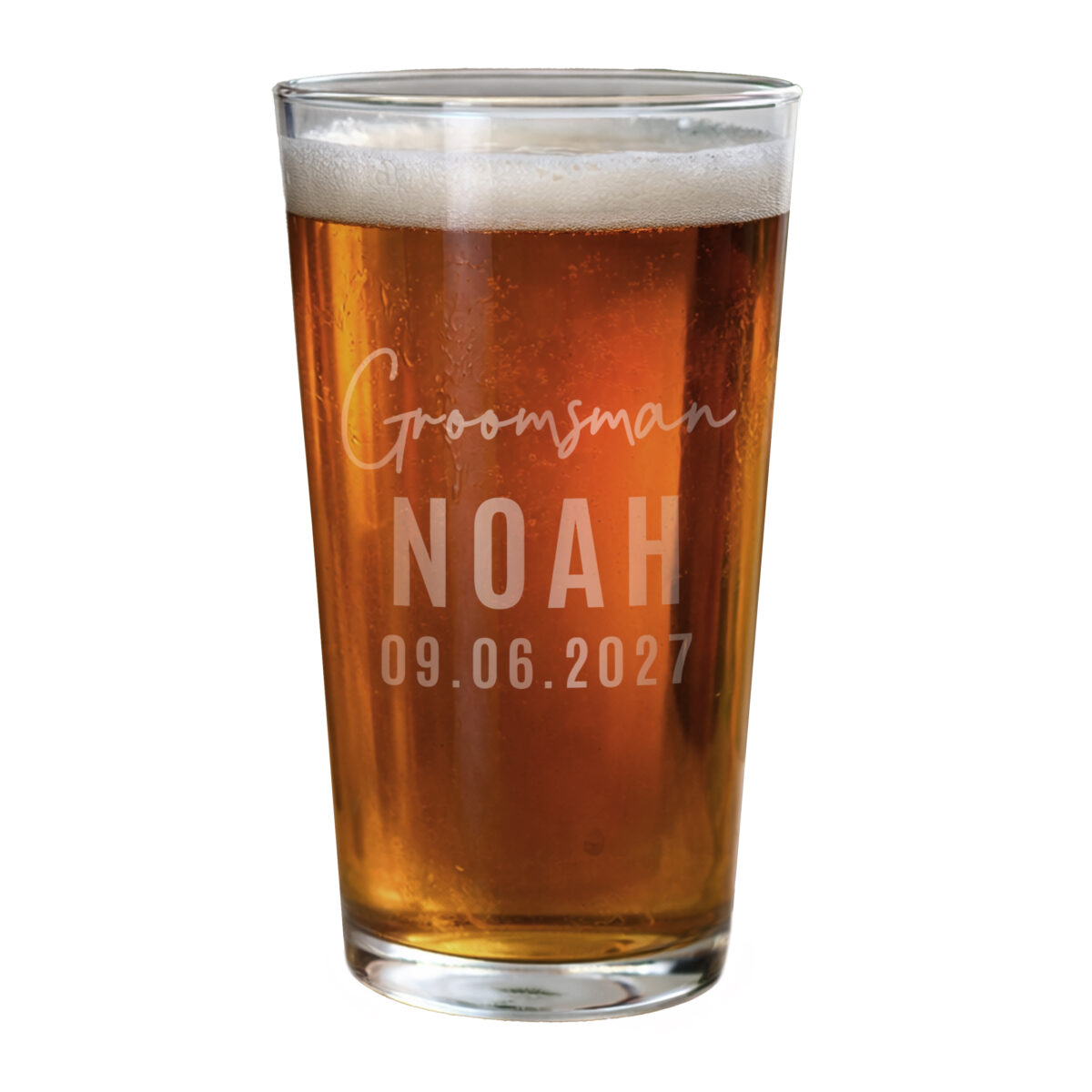 Personalised Groomsman Elegant Pint Glass
