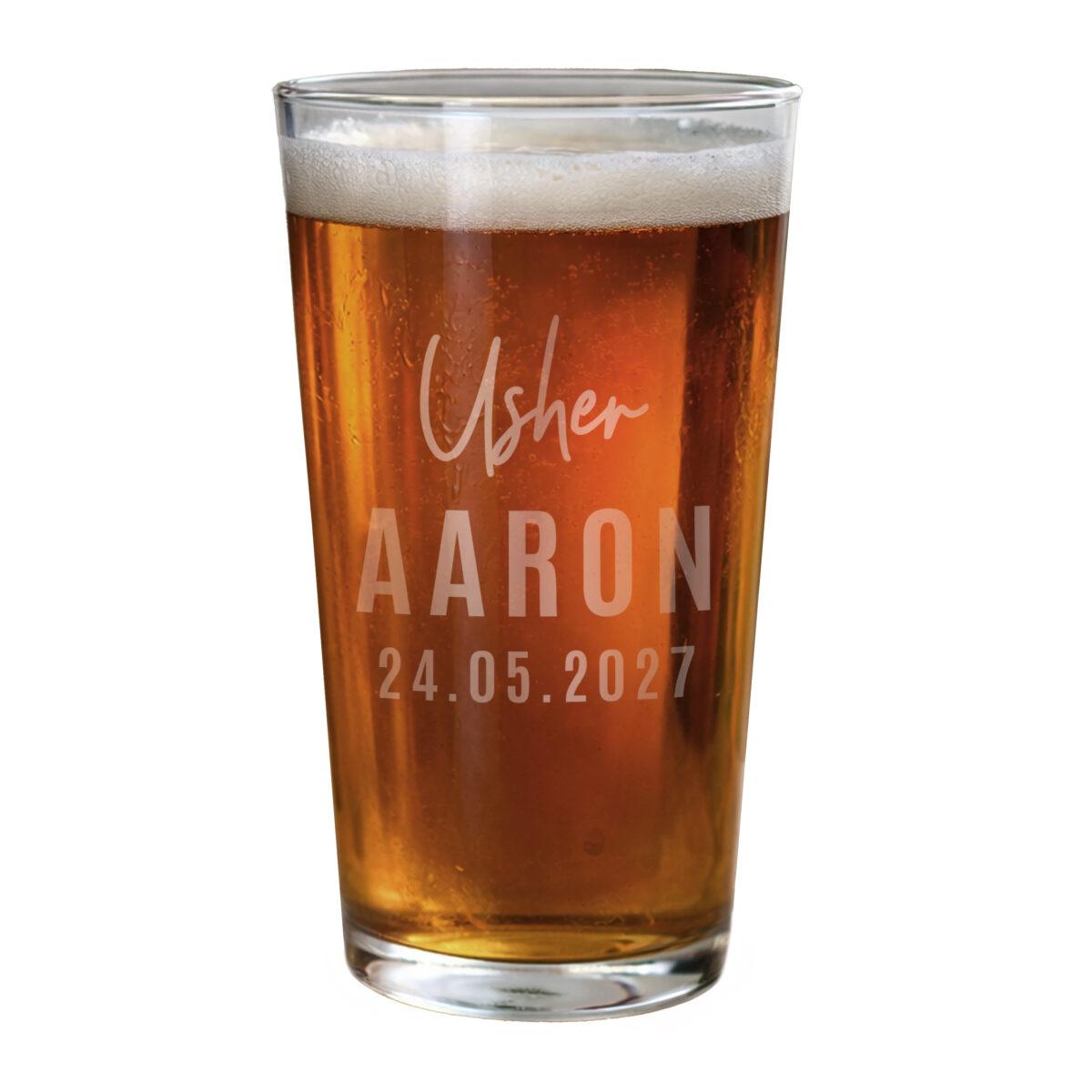 Personalised Usher Elegant Pint Glass