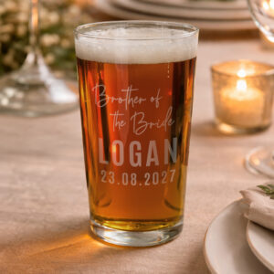 Personalised Brother of the Bride Elegant Pint Glass