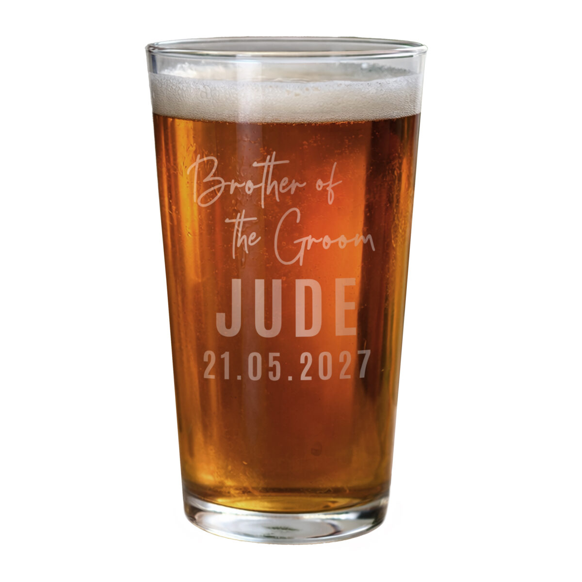 Personalised Brother of the Groom Elegant Pint Glass