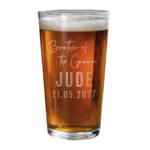 Personalised Brother of the Groom Elegant Pint Glass