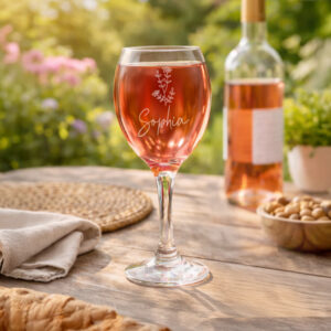 Personalised Flower Motif Wine Glass