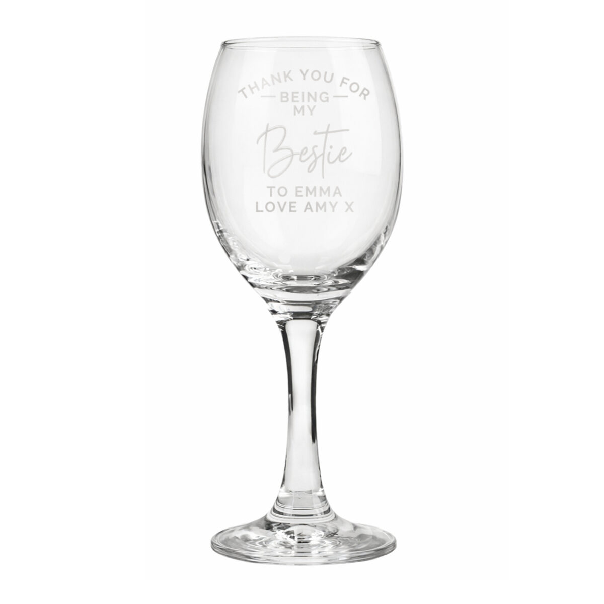 Personalised Thank you Wine Glass