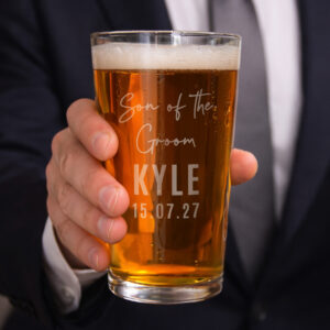Personalised Wedding Elegant Pint Glass