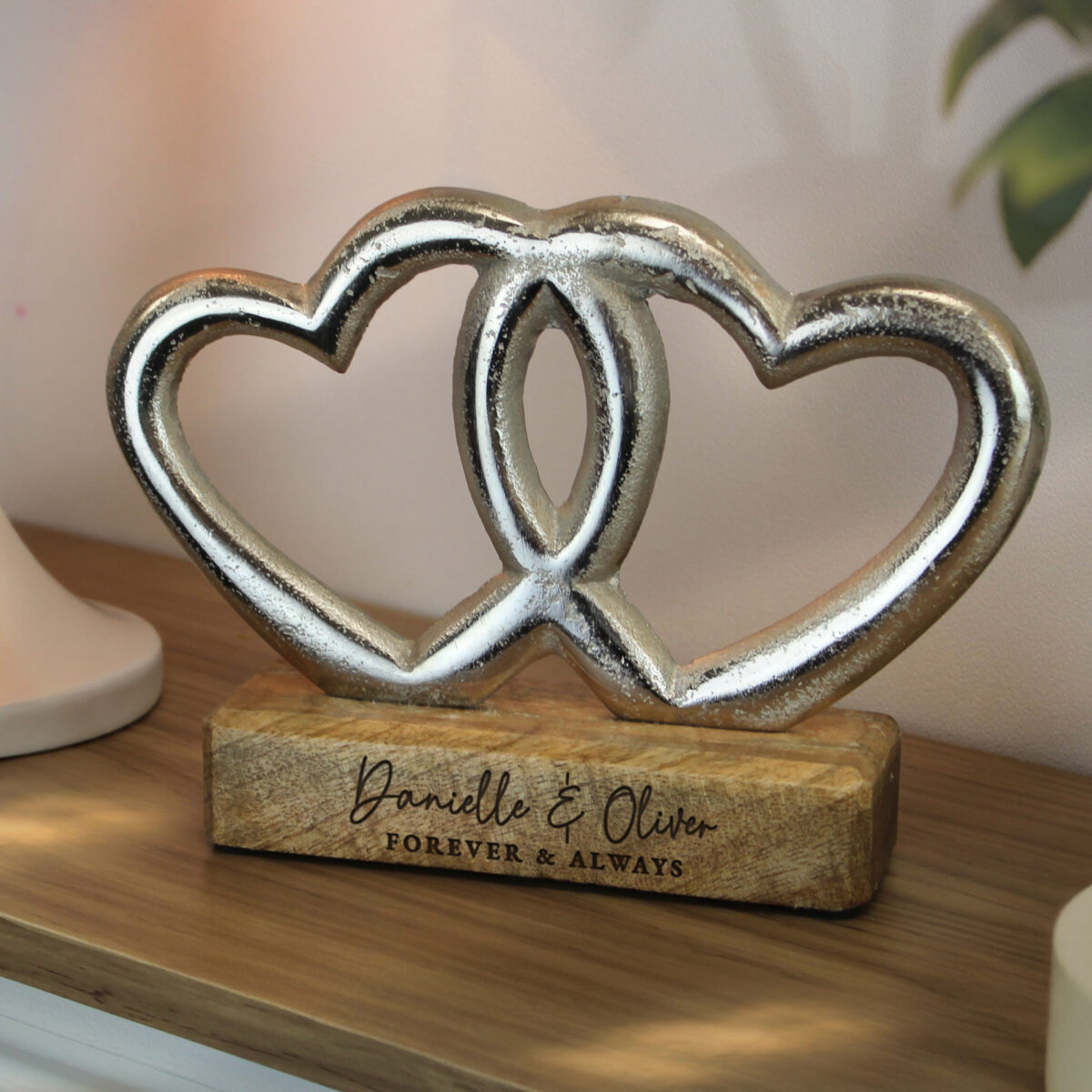 Personalised Two Lines Double Heart Ornament