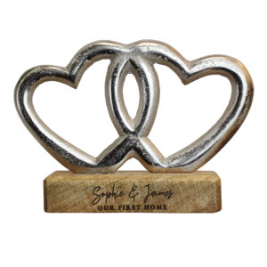 Personalised Two Lines Double Heart Ornament
